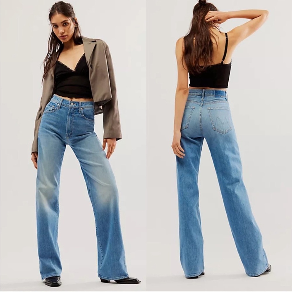 MOTHER The Lasso Heel Left in the Dust Light Wash Wide Leg Jeans, EUC, 34 - Picture 3 of 12